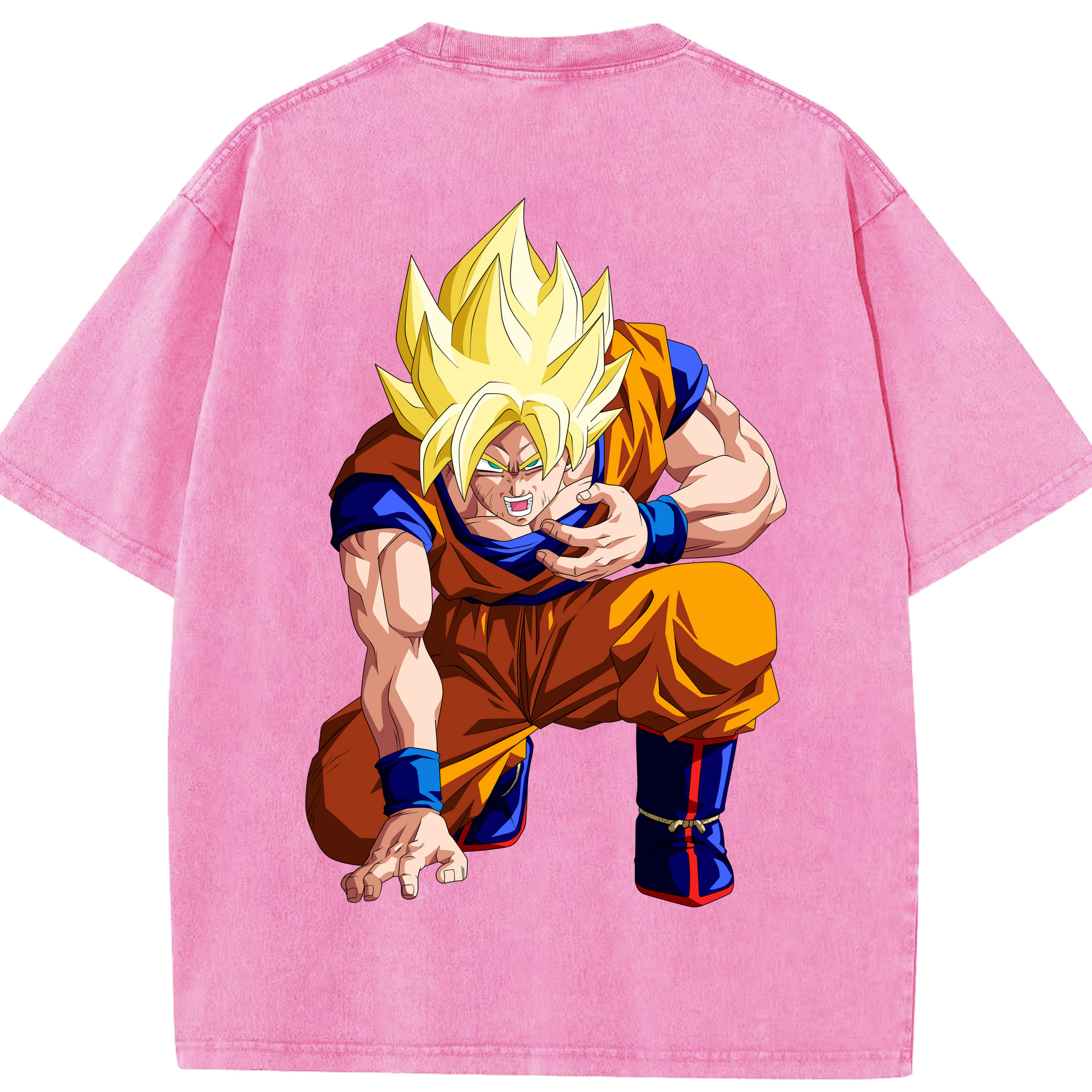 （画像用） ドラゴンボール 孫悟空（そん ごくう）Son Goku カカロット DRAGON BALL Kakarotto 綿100% ヴィンテージ風 半袖Tシャツ（背面プリント）